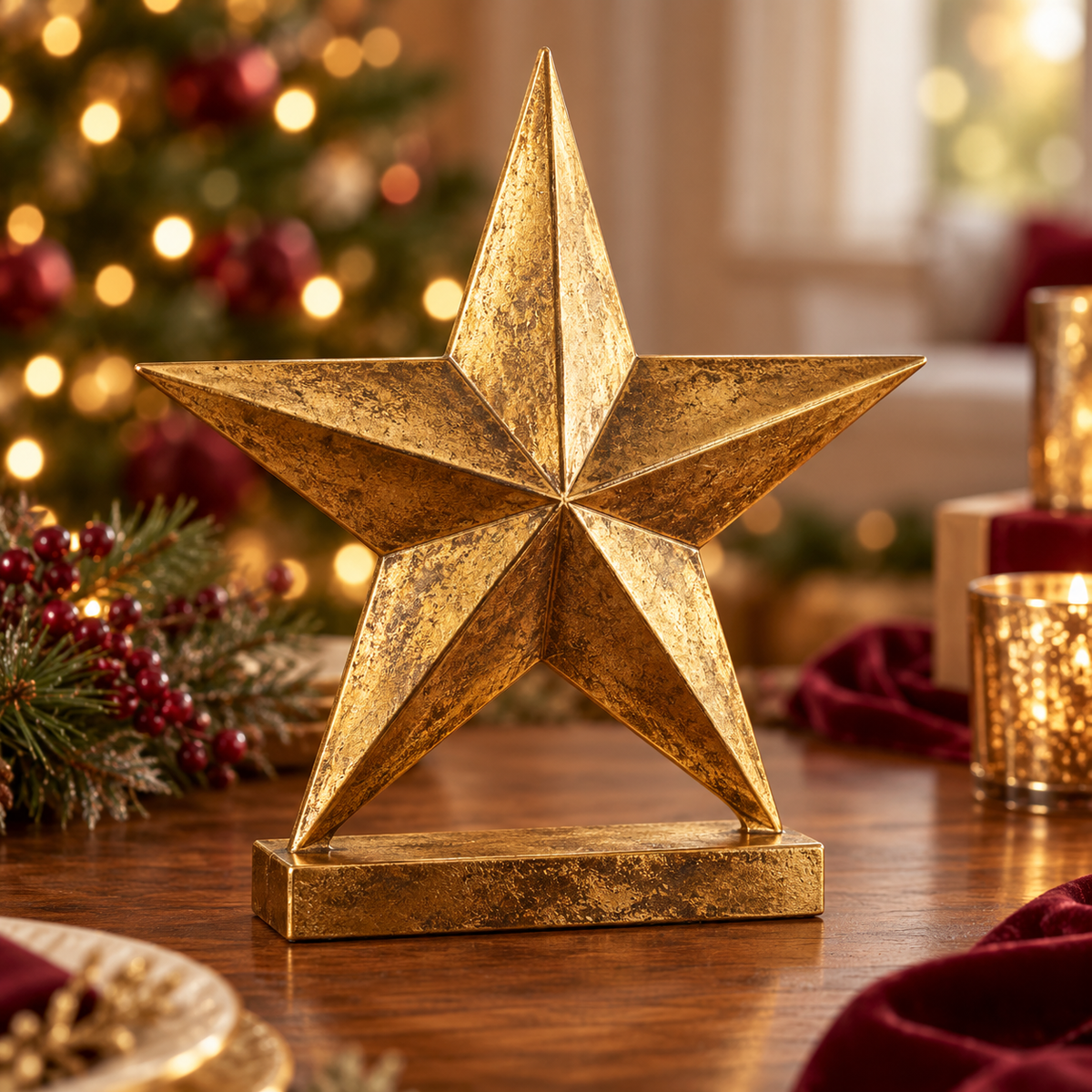 Golden Star Table Accent — AI-generated illustrative concept